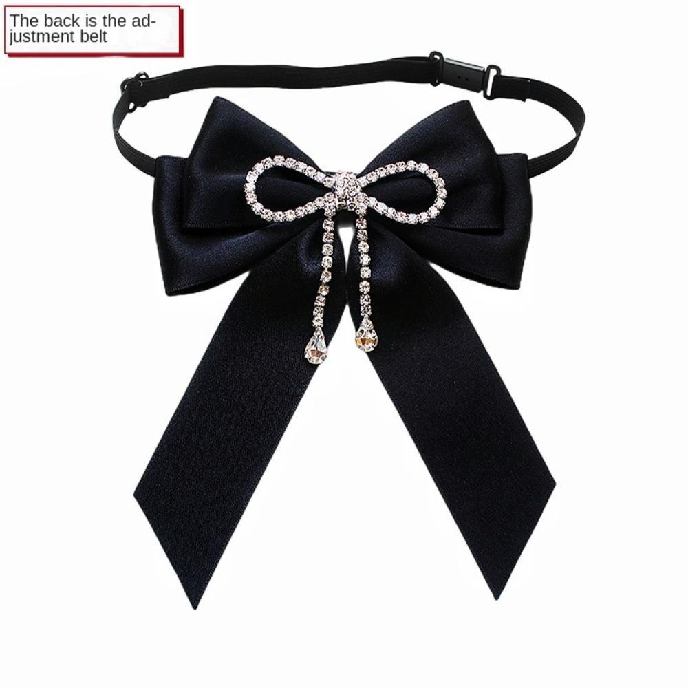 College Style Lace Ribbon Bowtie Elegant Collar Rhinestones Jewelry  Fashion Jewelry Gifts