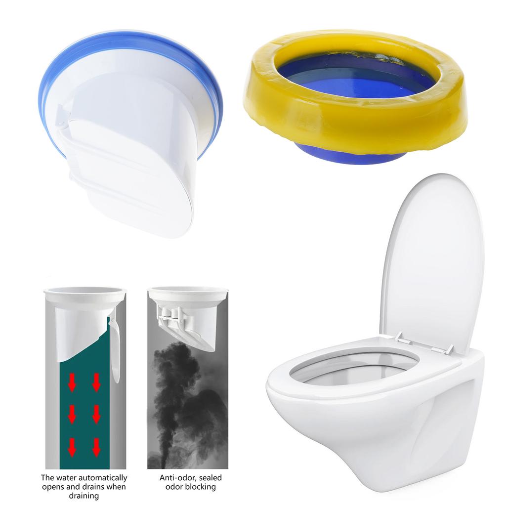 Automatic Closing Toilet Flange Seal Rings Home Bathroom Essential Auto Seal Simple Installs for Odor & Pest Prevention