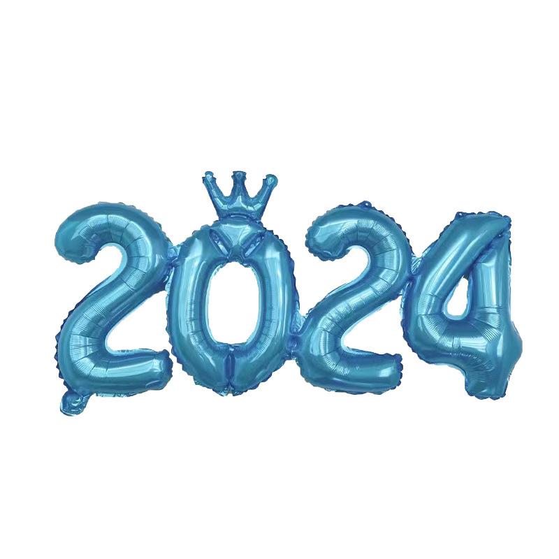 2024 New Year's Decoration Balloon 16 Inch Siamese Numbers Aluminium Film Balloon Company Anniversary Celebration Family Gathering Balloon
