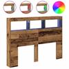 LED Headboard with Shelves Rustic Wood Look 140 x 17 x 102 cm