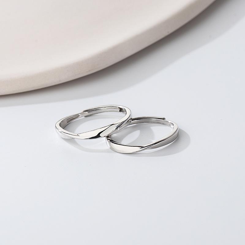 S925 Sterling Silver Möbius Strip Couple Rings: Unisex Open Design