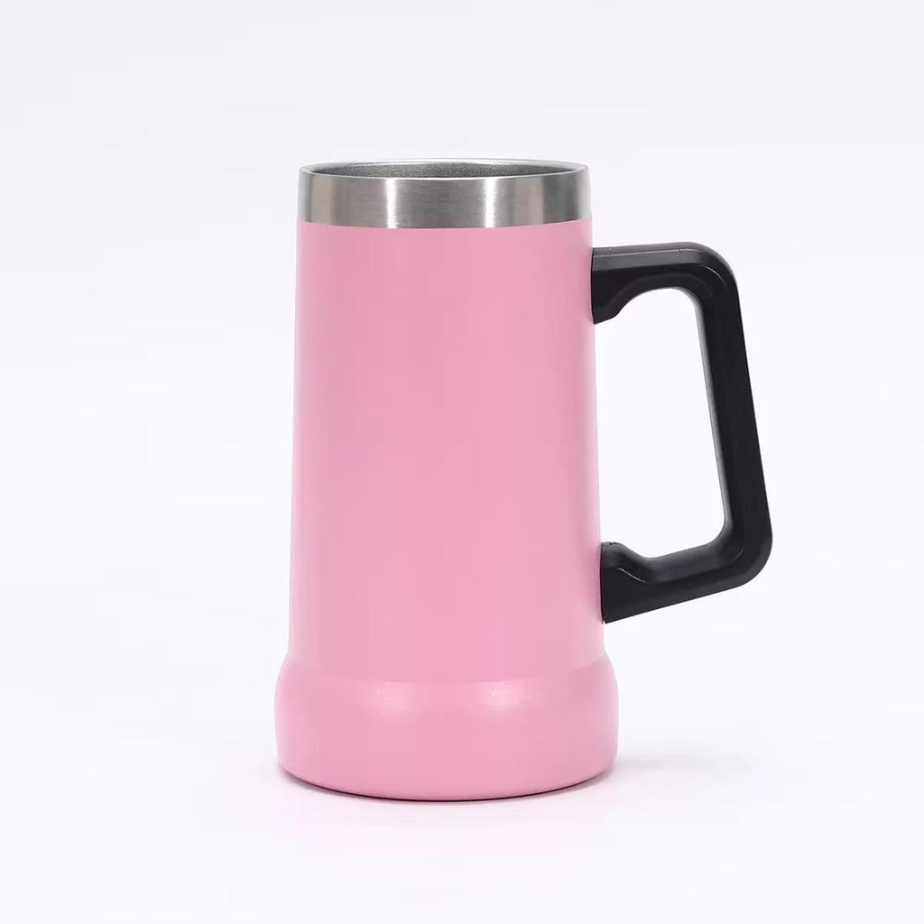 Large Capacity 24oz Brazilian Beer Mug, Insulated Stainless Steel with Double Layer Vacuum Handle