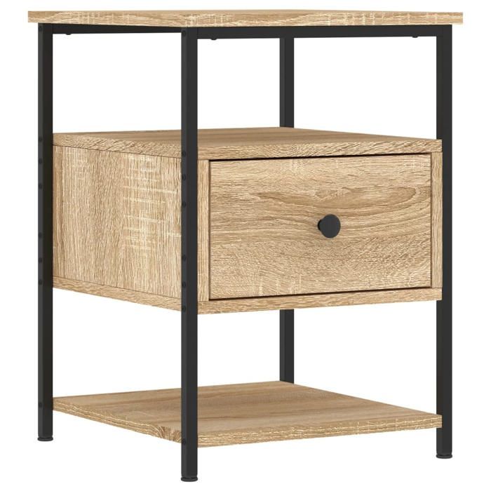 Tables de chevet - Maison Exclusive - Chêne sonoma - Bois d'ingénierie - Cadre en fer
