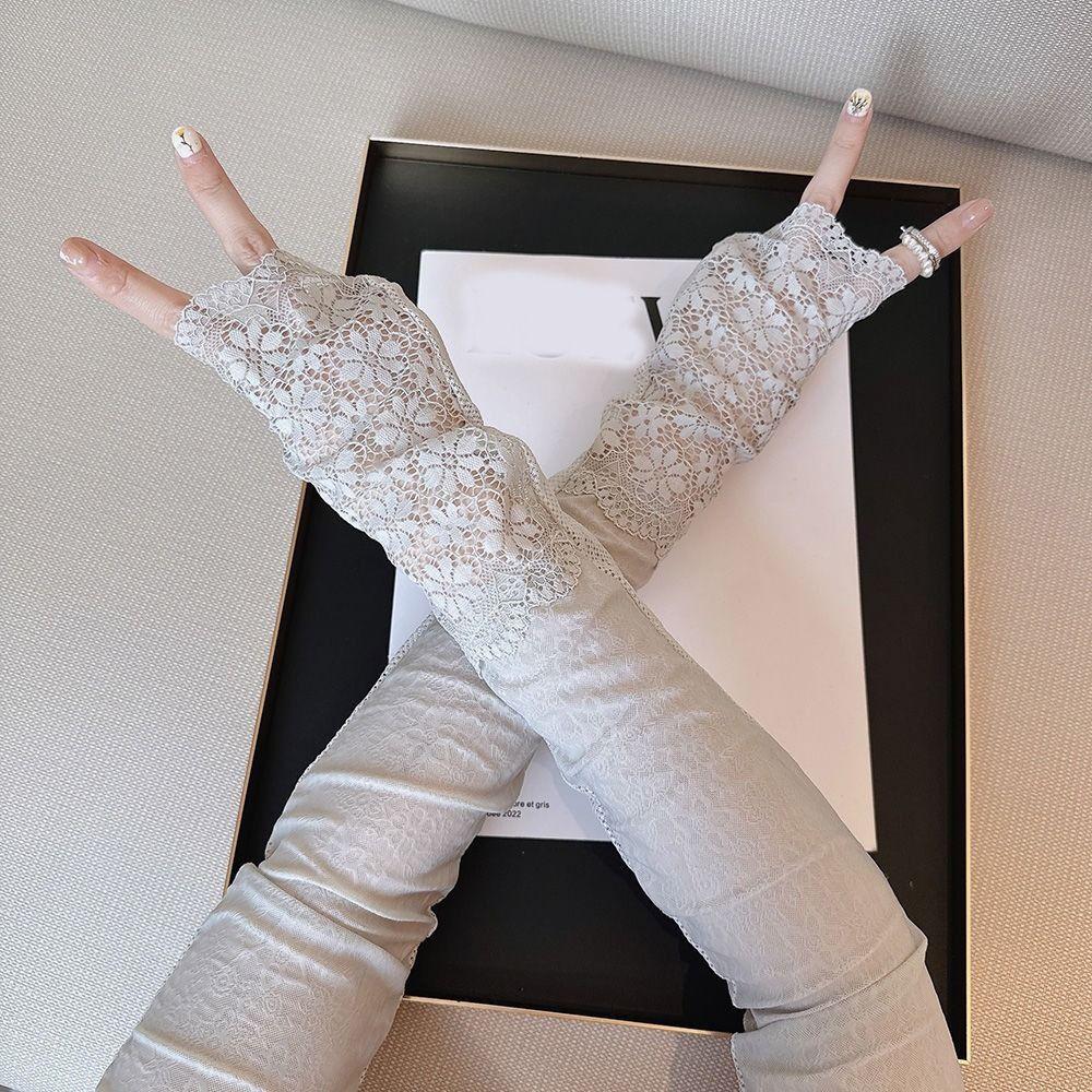 Sun Protection Sunscreen Sleeve Anti-UV Cycling Gloves Thin Lace Ice Silk Sleeves  Outdoor