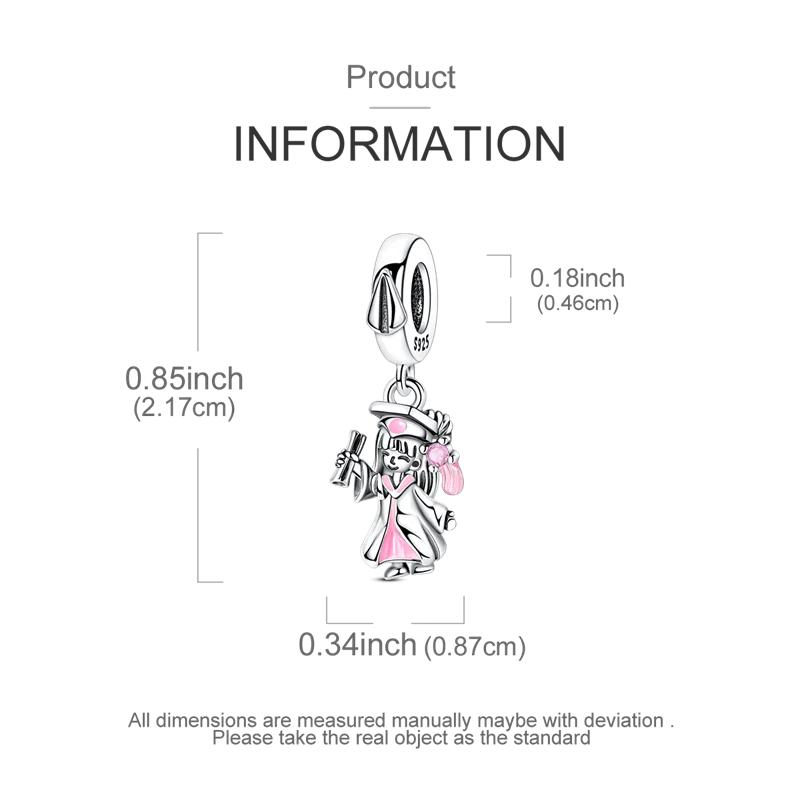 Copper Owl Graduation Hat Charms Bead Girl Luggage Pendants Safety Chain Fit Bangle Bracelet Diy Jewelry Marking