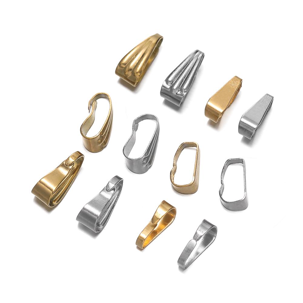 50pcs Stainless Steel Pinch Clip Clasp Bail Finish Necklace Pendant Claw Clasps Melon Seeds Buckle for DIY Craft Jewelry Making
