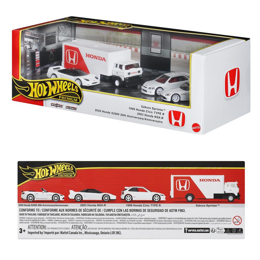 Hot Wheels Premium Set Sortiment Vozidlo Honda Heritage 4 Odlitky Věk Sběratelský - Type-R Hračky, Auta, 3+, Víceúčelové, GMH39-987D