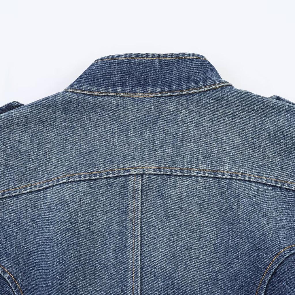 2026 summer new European and American cross-border women's clothing street denim strap buckle jacket w021 83061