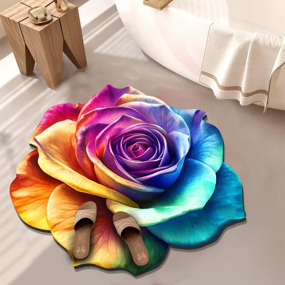 Soft Peony Floor Mat Non-slip Bathroom Floor Mat Door Gasket  for Living Room Tea Table Bedside