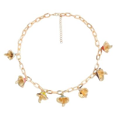 Collar Necklace with Colorful Mushroom Pendants Adjustable Length Neckchain Hypoallergenical Jewelry for Daily Wear