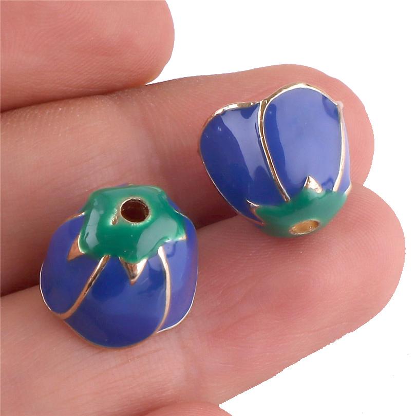6 Stück Emaillierte Endkappen Anhänger Zinklegierung Metall Perlenkappen Cloisonne Perlenkappen Kupferbeschichtet Blumenperlen Für Schmuckzubehör