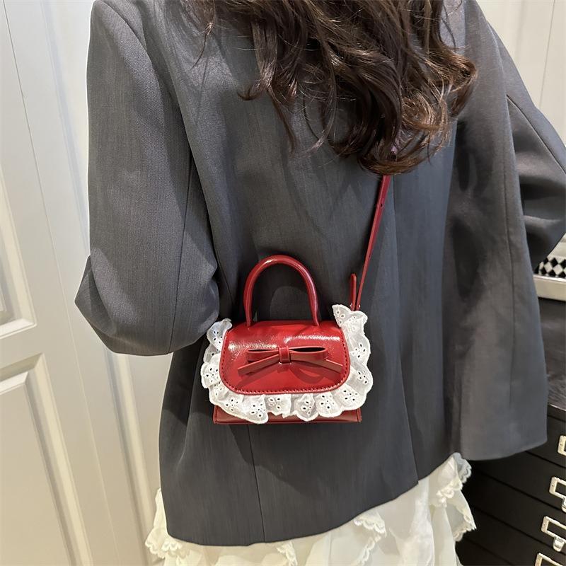 Lace Handbag Bag Women's New Fresh and Sweet Shoulder Messenger Bag Fashion Casual Small Square Bag