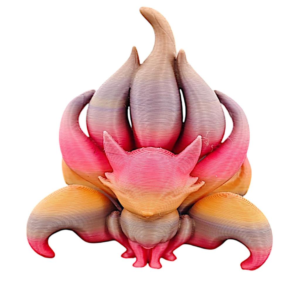 3D Printing Nine Tailed Fox Toy Statue Creative Desktop Small Ornament Cute Simulation Fox Model Car Decoration Small Ornament