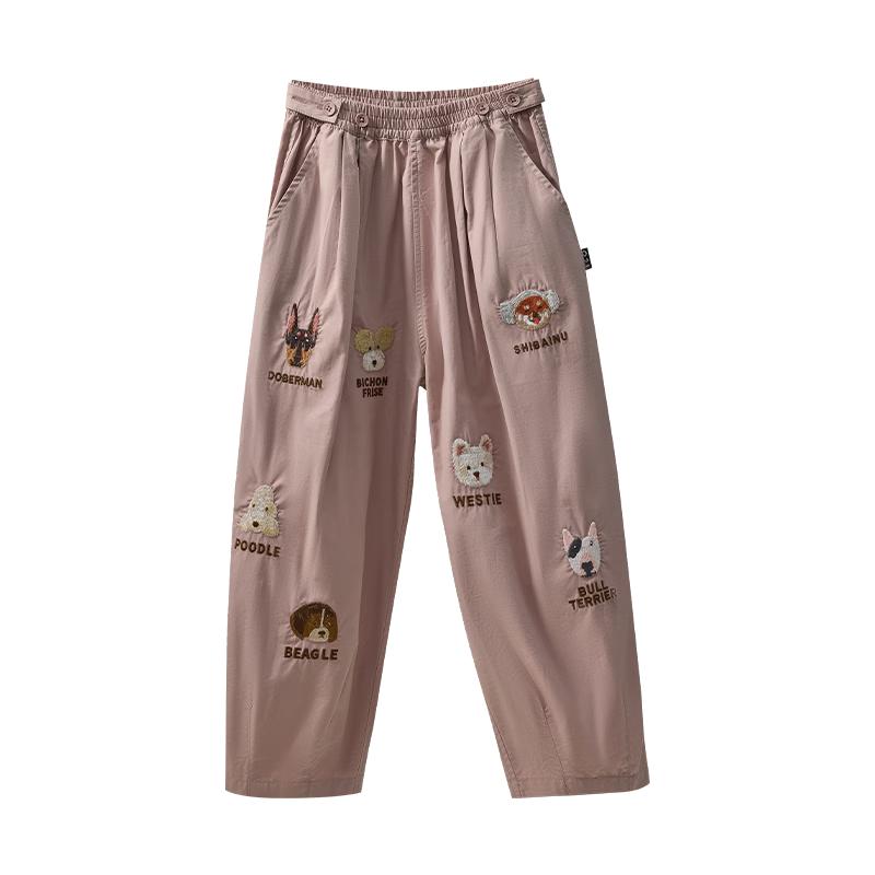 Kids Pure Cotton Embroidered Casual Long Pants 150