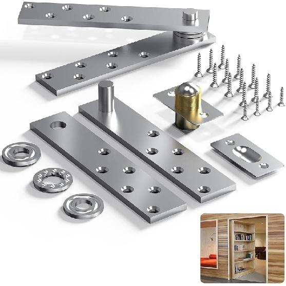 Pivot Hinge, Heavy Duty Hidden Door Hinge for Wood Secret Door, Pivot Door Hardware for Hidden Door Bookcase, 360 Degree Rotation Stainless Steel