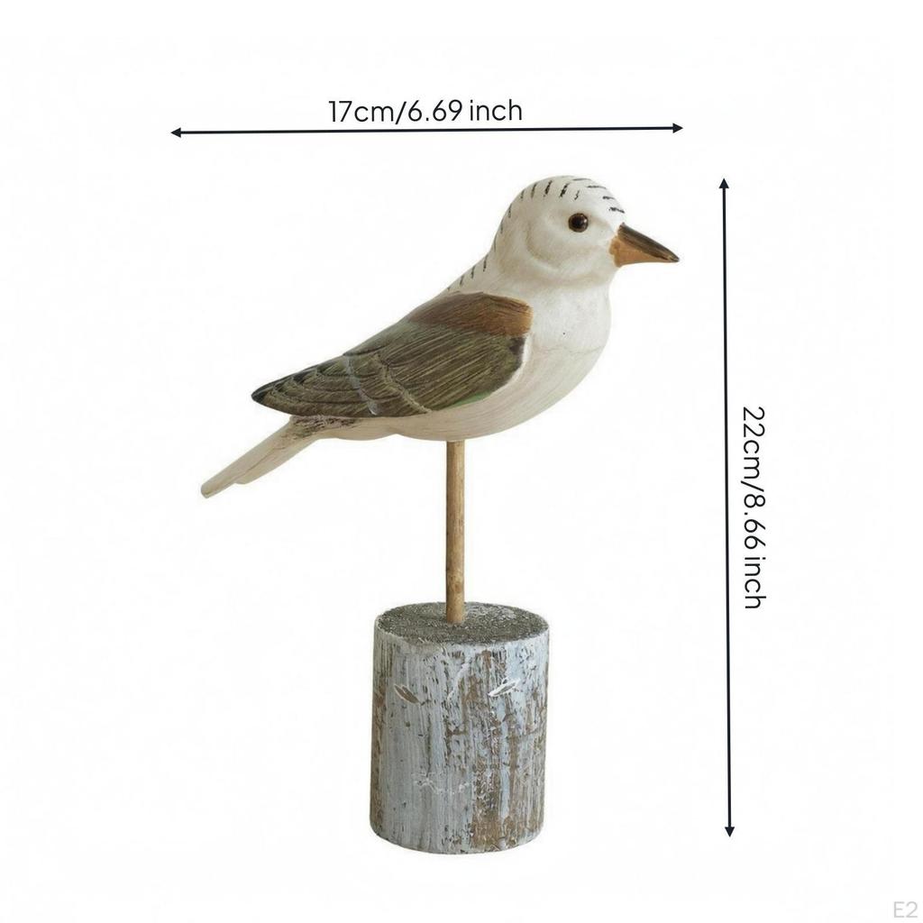 Tabletop Bird Ornament HandPainted Carved Wooden Decor Soft Tones House Decoration M 6h001b