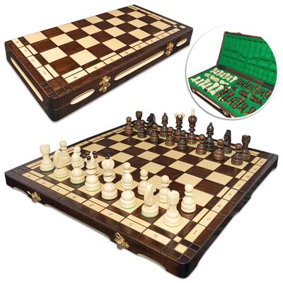 WOODEN DIAMOND CHESS, BURNT, TOURNAMENT, LARGE, 44 X 44 Cm MANUFACTURER