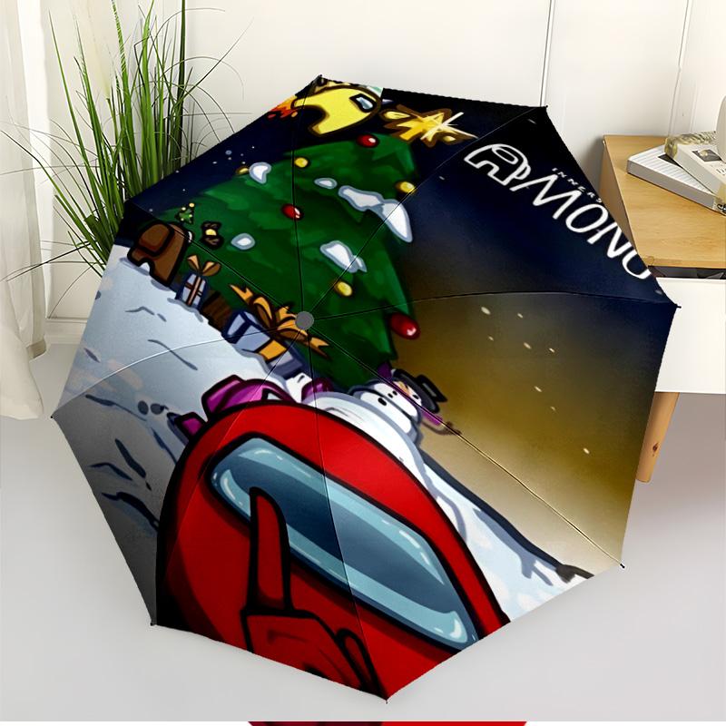Among Us Print Automatic Open Close Umbrella, Portable Foldable Umbrella, for Outdoor Commute Camping Trip, Ideal Birthday Gift