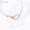 18K Gold Plated Pearl Clasp Connector,Brass Oval Connector Fastener Clasps For DIY Bracelet Jewelry Making Accessories