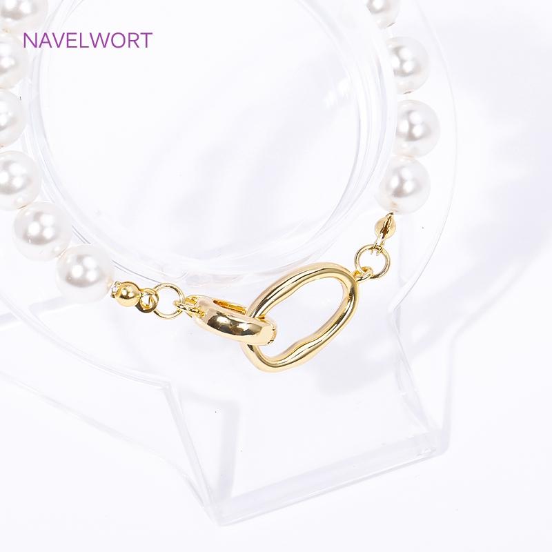 18K Gold Plated Pearl Clasp Connector,Brass Oval Connector Fastener Clasps For DIY Bracelet Jewelry Making Accessories