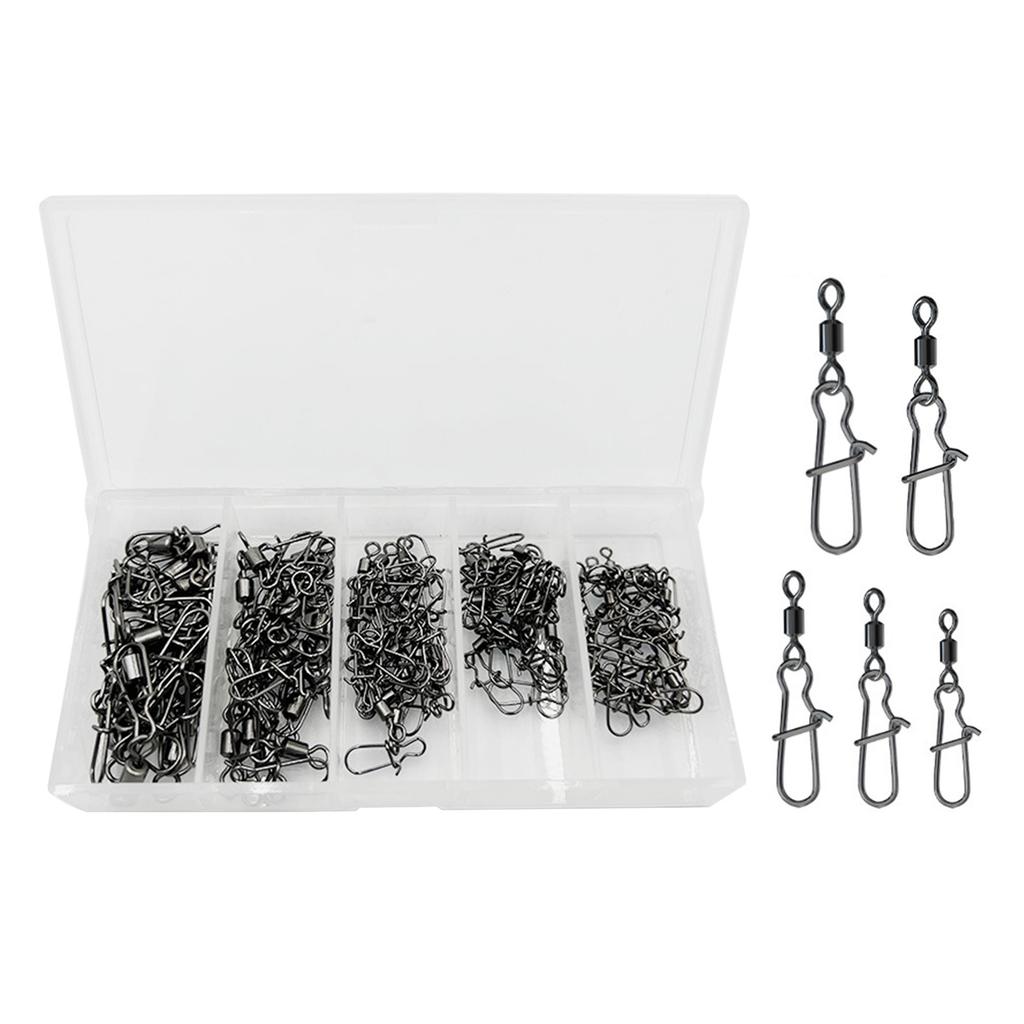 High Strength Rolling Ball Bearing Snaps Fishing Barrel Swivels and Clip Lure Connector Clip for Saltwater Freshwater
