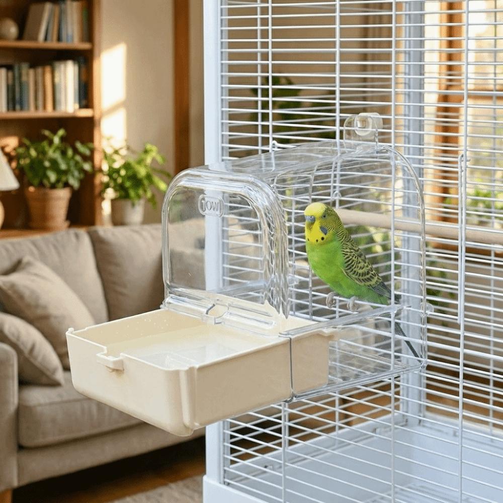 Large Capacity Hanging Bird Bath Wall Mounted Bird Feeder Parrot Shower Filtering Myna
