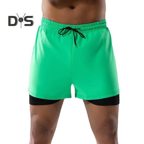 Herren-Badeshorts, doppellagig, schnelltrocknend, mit Kordelzug, elastischer Bund, Surf-Badeshorts für heiße Quellen, hohe Elastizität, Komfort