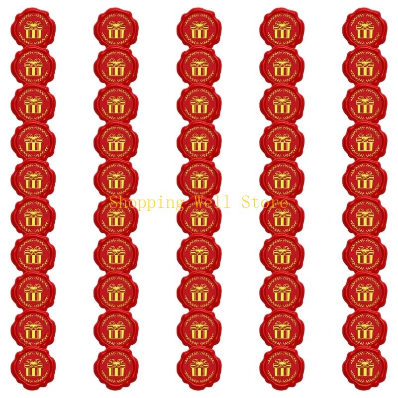 KX4B Pack of 50 Heart Wax Seal Sticker Waterproof Decoration Use