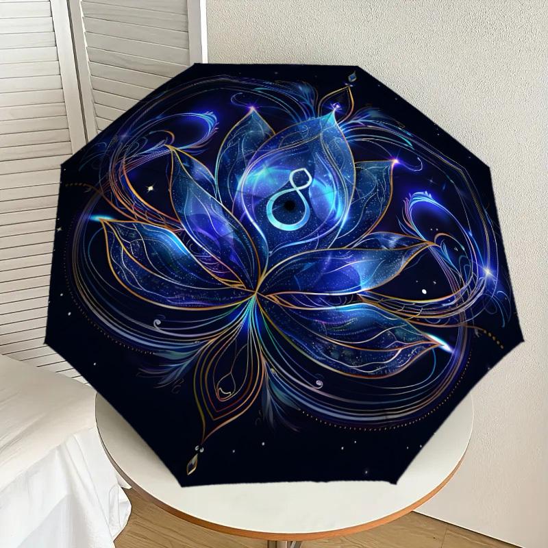 1pc Cosmic Lotus Mandala Umbrella with Plastic Handle,Suitable for All Seasons Home Travel Outdoor UmbrellaDD1017