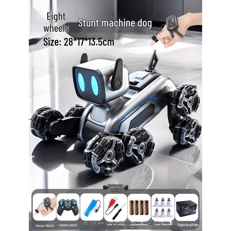 8-Wheel Stunt Robot Dog Toy with Remote Control