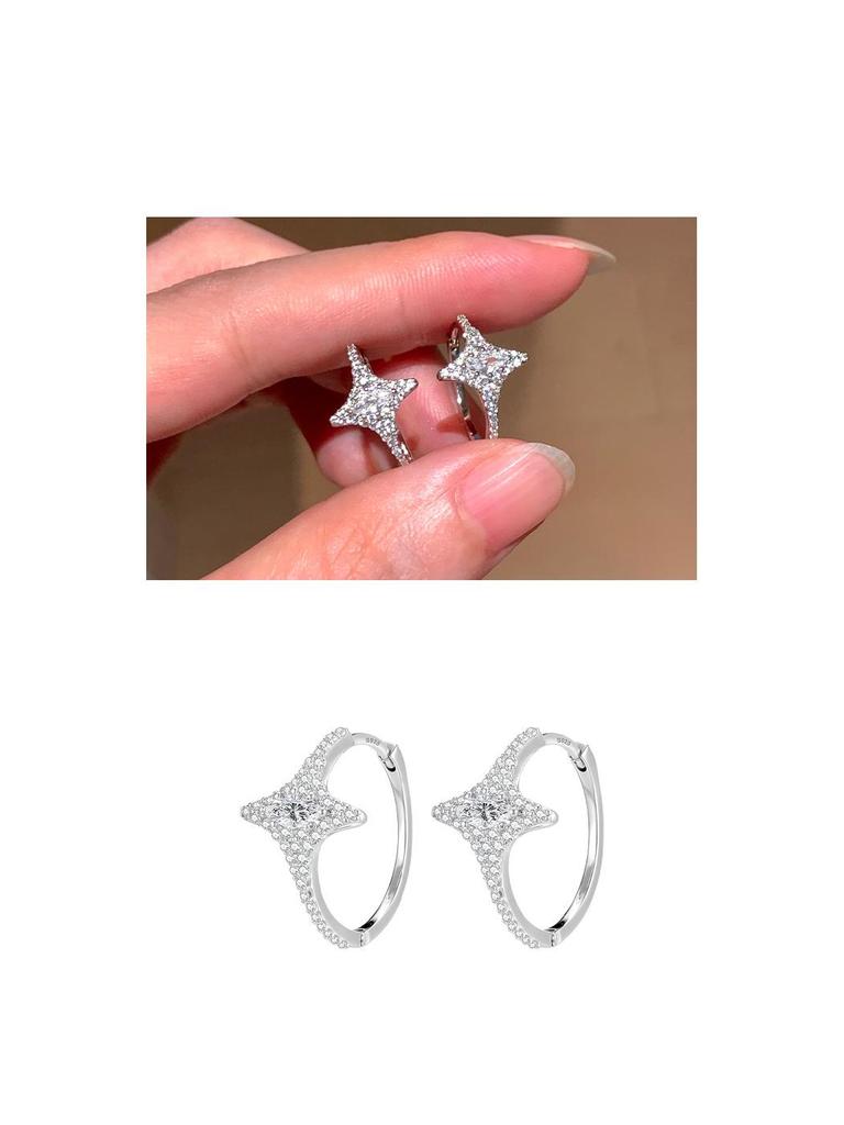 Stylish Zircon Inlaid Starburst Ear Cuffs - Fashionable, Simple, and Elegant Jewelry Design
