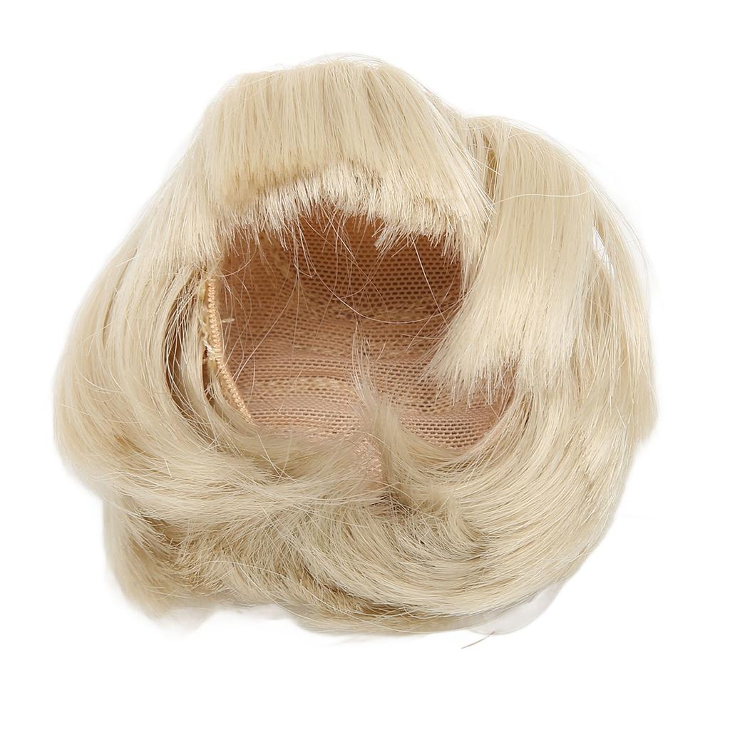 Doll Wig Hair with Bangs Doll Soft Flexible Short Straight Hair for 16 6.1‑6.7 Inch Doll Matcha