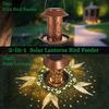 Solar Light Bird Feeder Outdoor Waterproof, Hollow Iron Art with Hummingbird Pattern, Decorative Garden Light for Outdoor & Gift