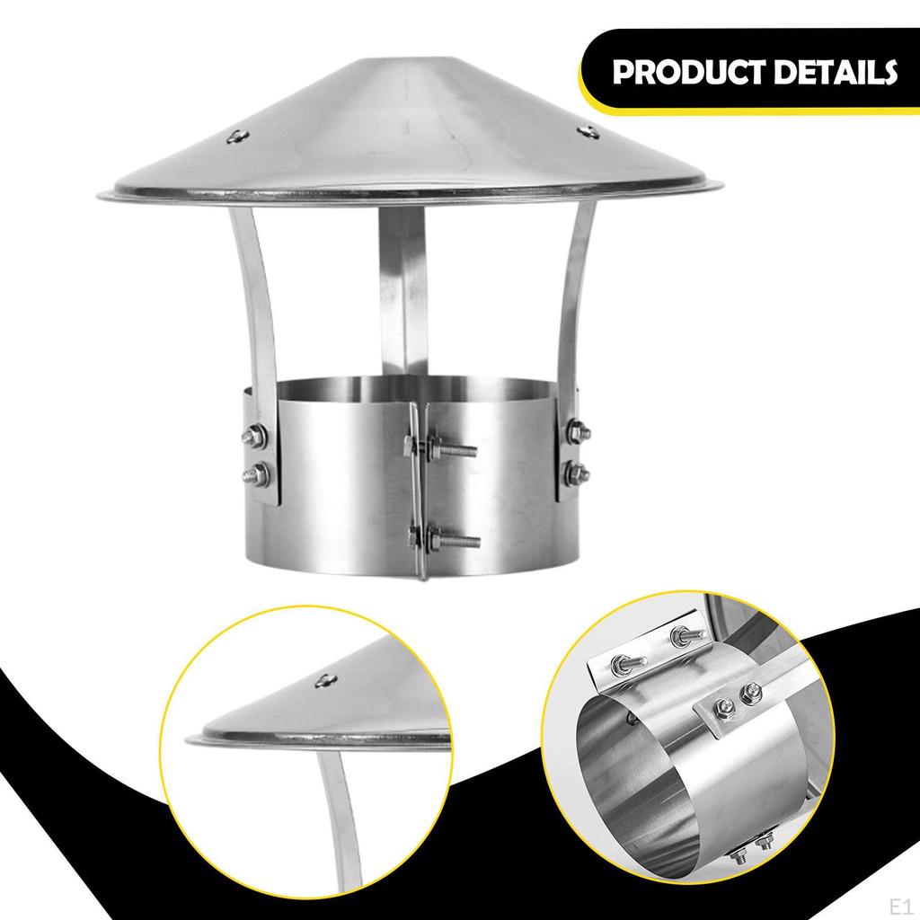 Chimney Cap Cover Pipe Rain Roof Stainless Steel for Ducting