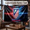 Custom Name Flannel Throw Blanket Atletico Madrid FC Pattern Warm Home Decoration