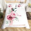Vintage Flower King Full Queen Duvet Cover Retro Pink Floral Comforter Cover Rose Green Leaves Bedding Set Polyester Quilt Cover