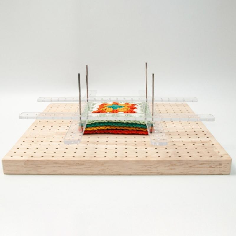 Wooden Handcrafted Blocking Board Crochet Crafting for Knitting Crochet Square Full Kits with Stainless Steel Rod Pins