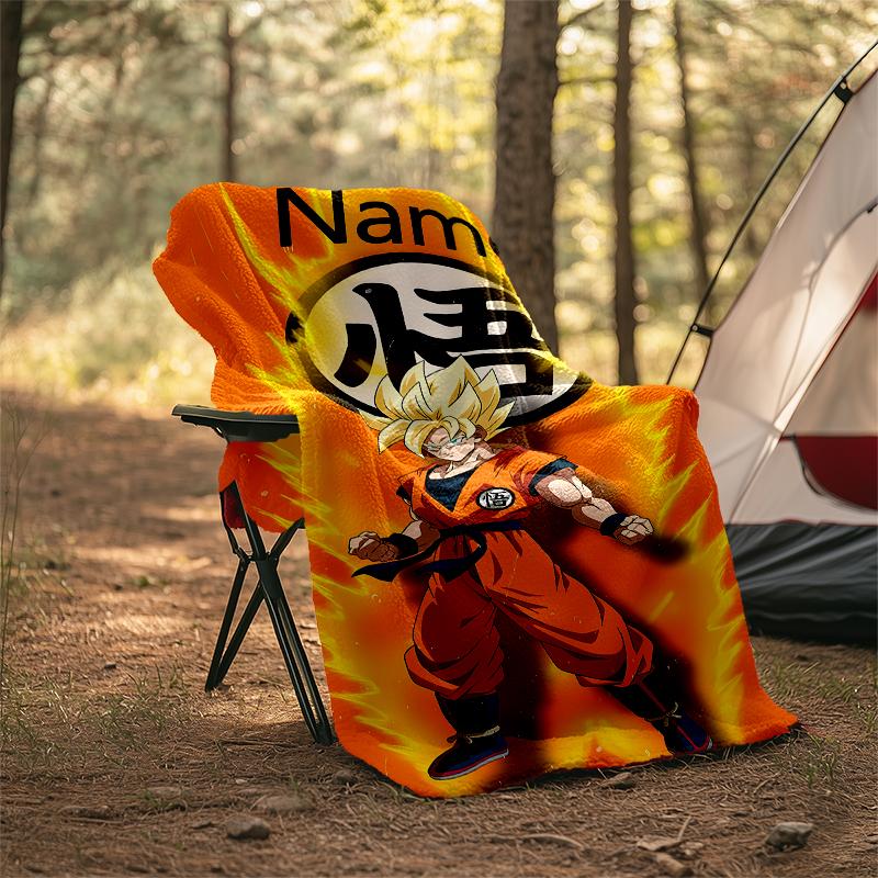 Coperta Personalizzata con Nome - Design Stampa Dragon Ball, Coperta per Divano, Letto, Viaggio, Campeggio - Morbida e Calda, Ottimo Regalo
