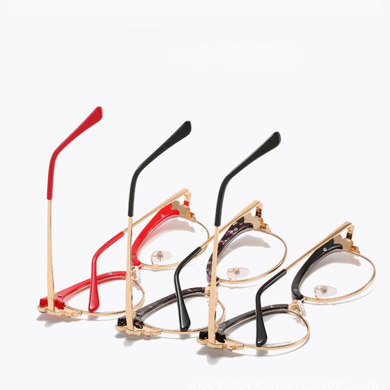 Fashion Cat Eye Glasses Frame Women Trendy Crystal Shiny Non-prescription Original Brand Design Eyewear Multi Color