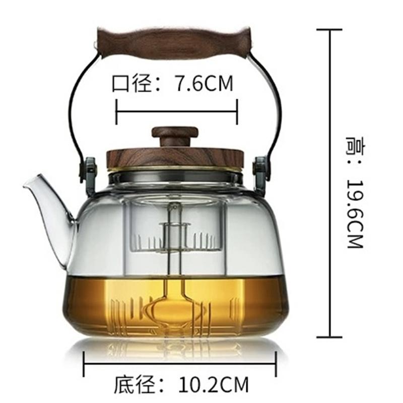 1000ML Loop-Handled Glass Teapot With Tea Strainer Infuser Restaurant Family Cooking Flower Puer Tea Kettle Kung Fu Tea Set
