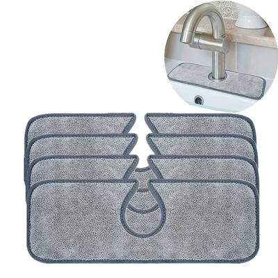 2/4Pcs Faucet Absorbent Mat Sink Splash Guard Microfiber Faucet Splash Catcher Drying Pads Dish