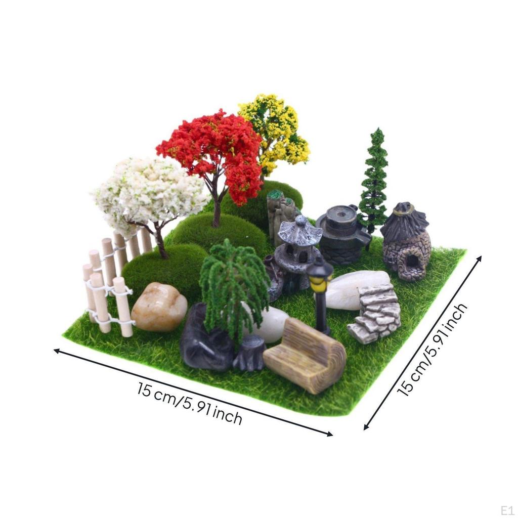 Dollhouse Courtyard Decoration Kit Realistic Miniatures Miniature Garden Ornament Set Resin Material
