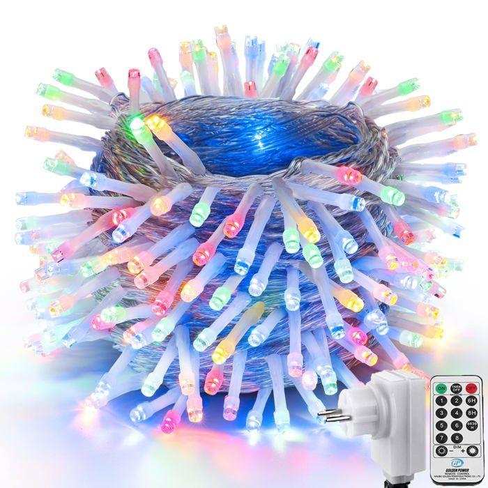 Guirlande lumineuse - nexvin - 200 leds - multicolore - 8 modes d'éclairage - 20m + 3m câble d'alimentation