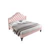 Gepolstertes Bett - MUVOE - 140x200 cm - Verstellbares Kopfteil - Rosa Samt - 2-Sitzer