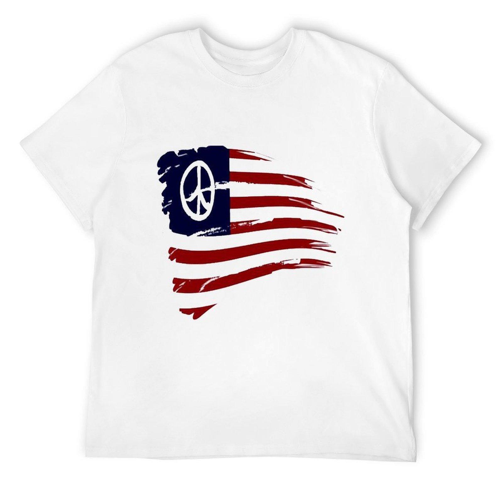 

Peace Symbols - American Peace Flag T-Shirt shirts graphic tee street wear tee shirts for men S