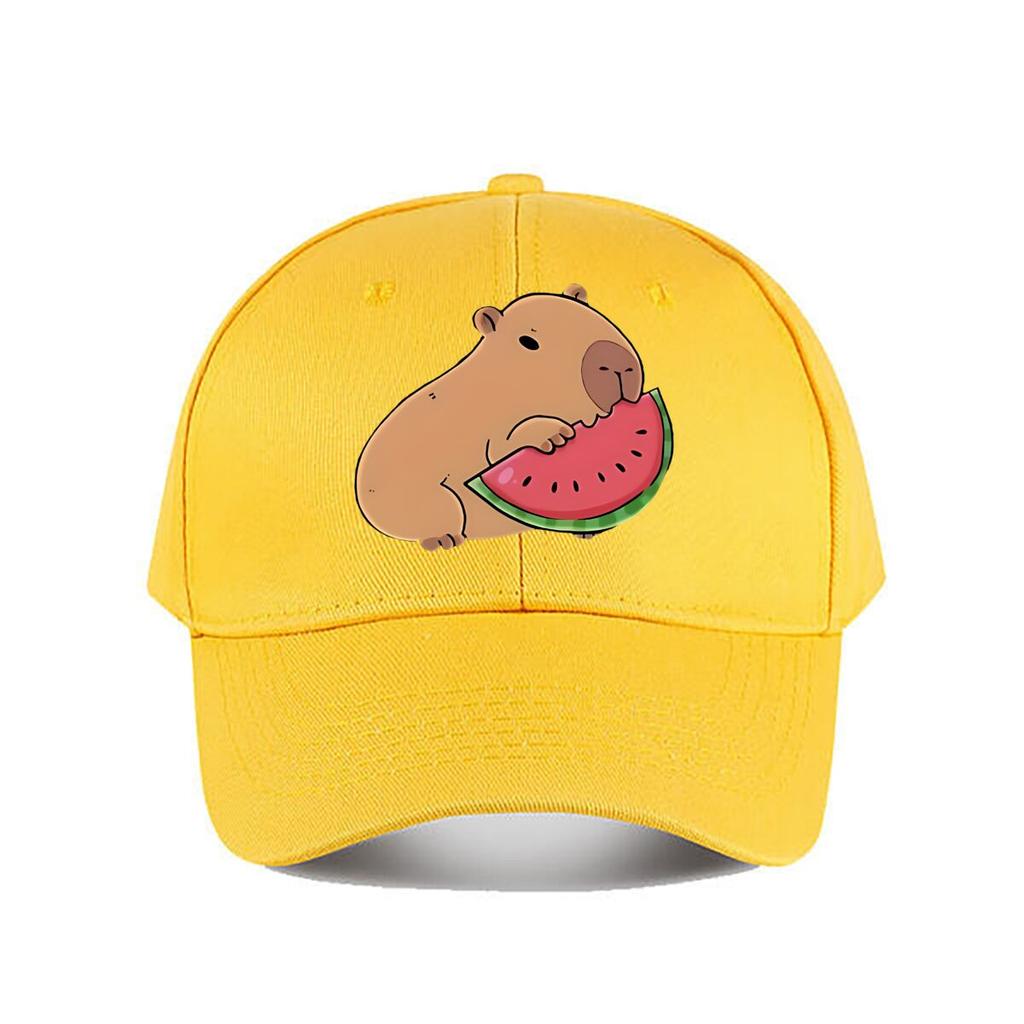 Capybara Eating Watermelon Vinyl Sticker Baseball Cap Fashion Unisex Sunhat Womens Outdoor Sports Snapback Cap