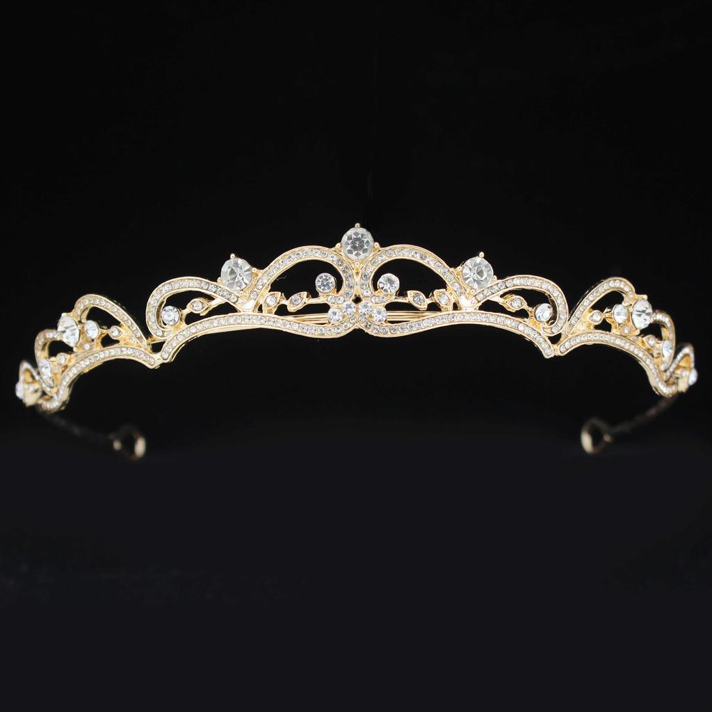 Gold Color Crystal Rhinestone Crown and Tiara Wedding Hair Jewelry Accessories for Women Bridal Tiaras Headpiece Girls Headbands