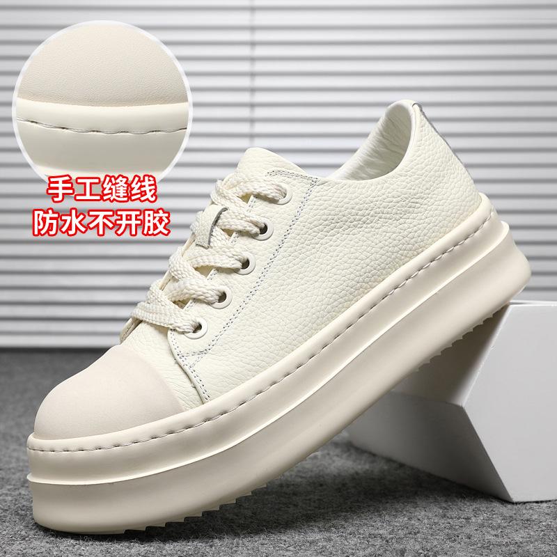 American big head black and white contrasting color first layer cowhide derby shoes cleanfit muffin board shoes platform RO high street tide shoes
