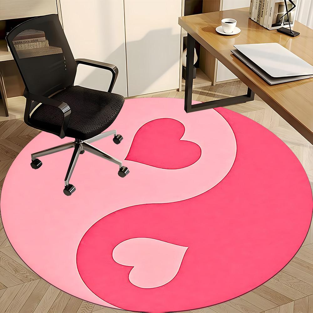 1pc Love Harmony Office Round Area Rug, Mat Suitable For Office, Under Office Chairs Bedroom Living Room Home Decor, Room Deco