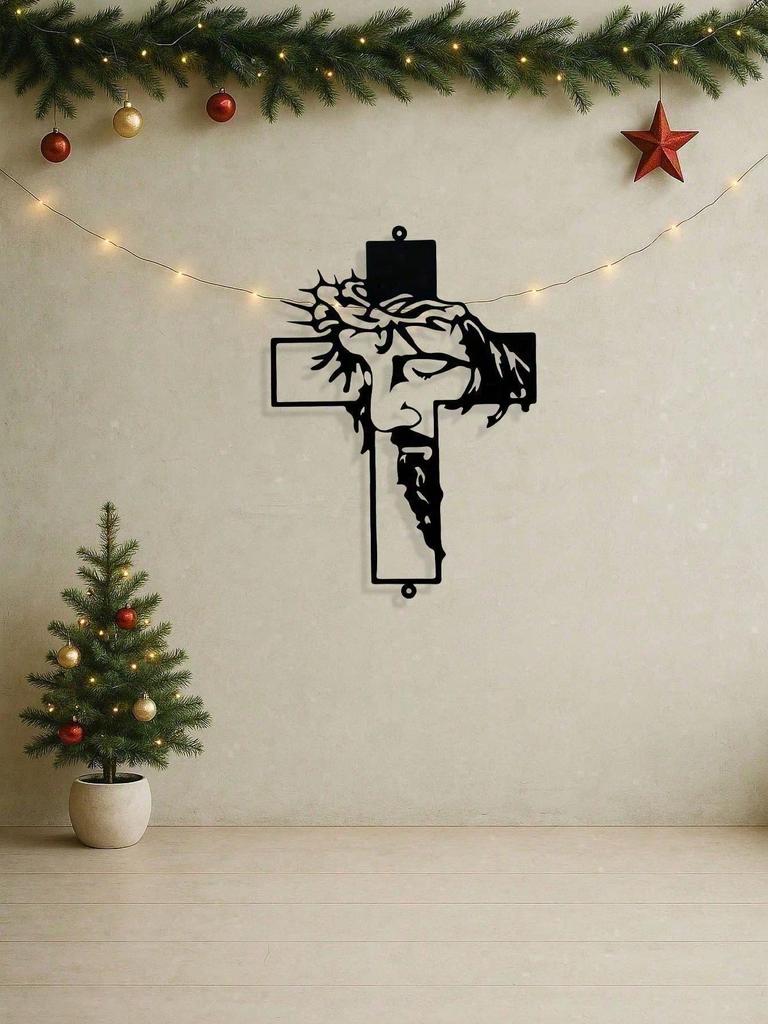 Rustic Metal Wall Cross Art Vintage Farmhouse Decor Indoor Outdoor Christian Spiritual Gift Holiday Home Accent
